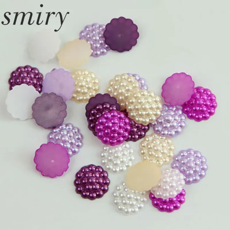 Круглые бусины smiry 6 цветов 14*14 мм 100 шт.|flatback beads|flatback diyflatback resin flowers |