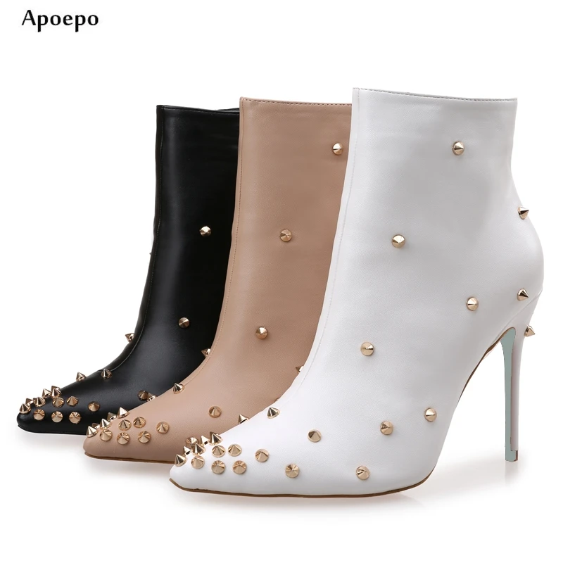Rivets Studded Woman Boots 2021 Pointed Toe Leather Ankle Boots Stiletto Thin Heels Riding Boots Sexy High Heels
Rivets Studded Woman Boots 2021 Pointed Toe Leather Ankle Boots Stiletto Thin Heels Riding Boots Sexy High Heels