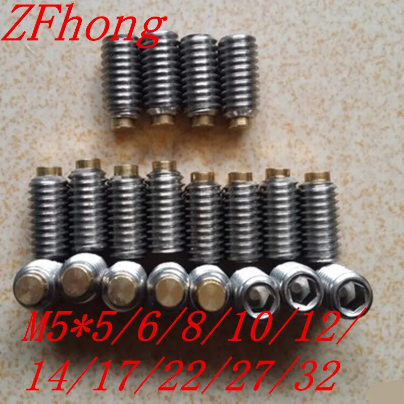 20pcs M5*5/6/8/10/12/14/18/22/27/32/37 stainless steel hex socket brass tip set screw
20pcs M5*5/6/8/10/12/14/18/22/27/32/37 stainless steel hex socket brass tip set screw