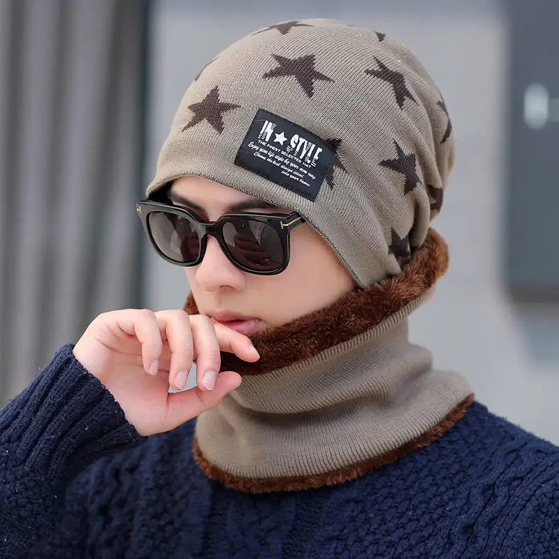 2019 Thick Beanies Hat add scarf set Men Cotton Cap Printed Five Stars Bonnet Hat Unisex Hip Hop Caps Gorro
2019 Thick Beanies Hat add scarf set Men Cotton Cap Printed Five Stars Bonnet Hat Unisex Hip Hop Caps Gorro