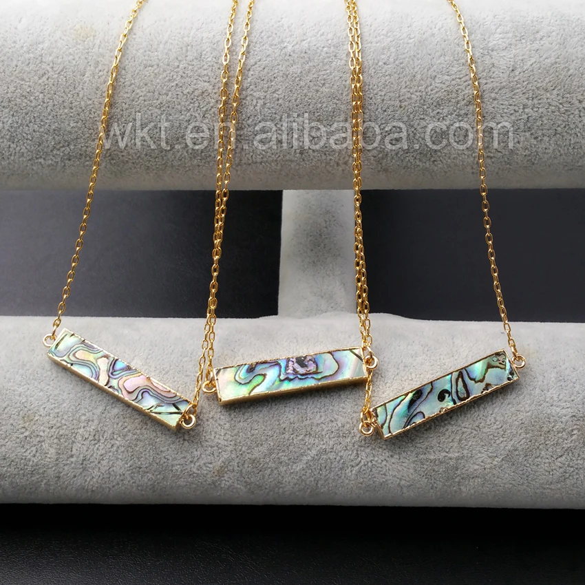 WT-N916 Natural Abalone Shell Necklace With Gold Color Unique Design Rectangle Shape Leisure Necklace Jewelry 9*40 mm
WT-N916 Natural Abalone Shell Necklace With Gold Color Unique Design Rectangle Shape Leisure Necklace Jewelry 9*40 mm
