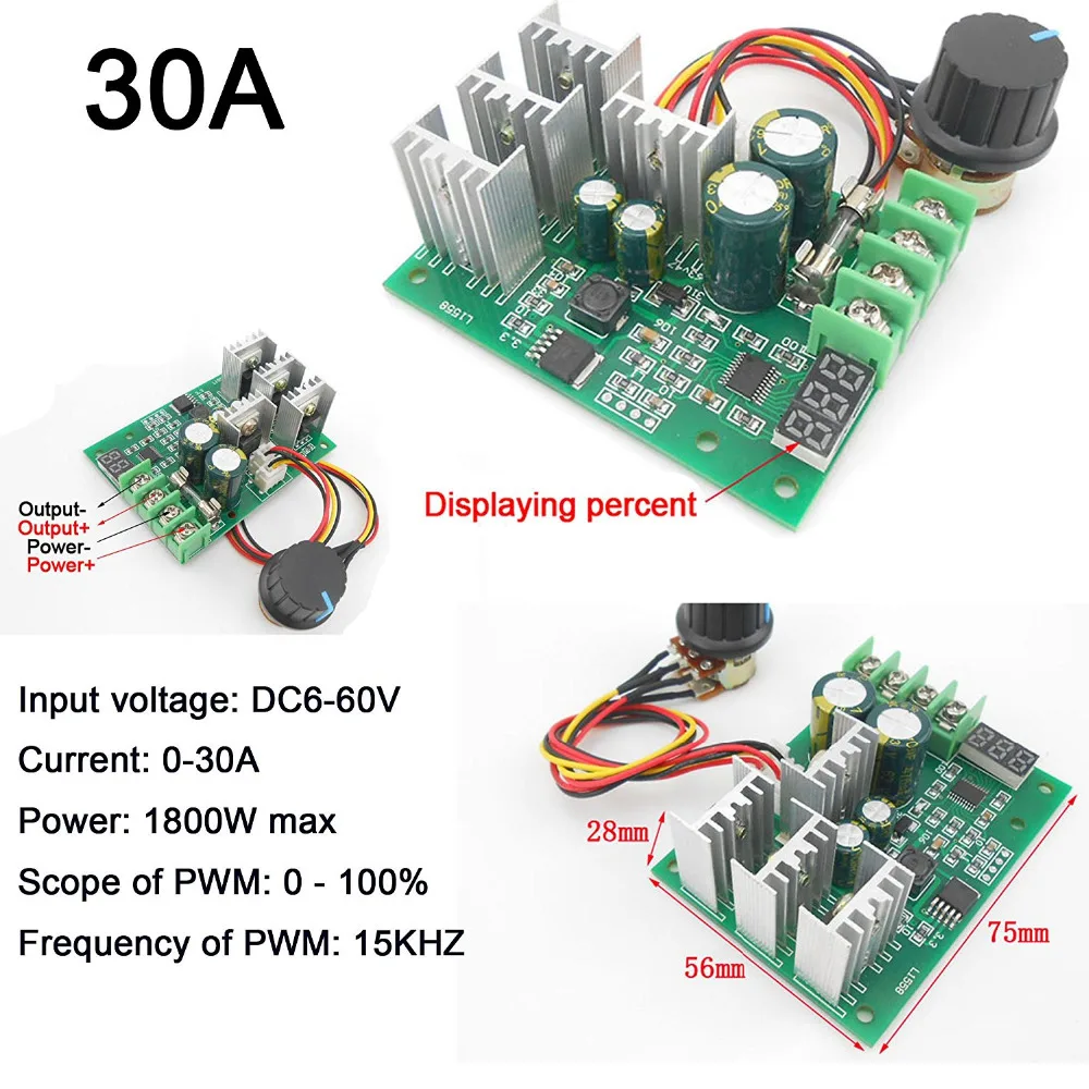1Pc DC Motor Wide Voltage PWM High Speed 6V-60V Max 30A 1800W Frequency 15Khz LED Dimmer for DIY Panel LED Strip Light
1Pc DC Motor Wide Voltage PWM High Speed 6V-60V Max 30A 1800W Frequency 15Khz LED Dimmer for DIY Panel LED Strip Light