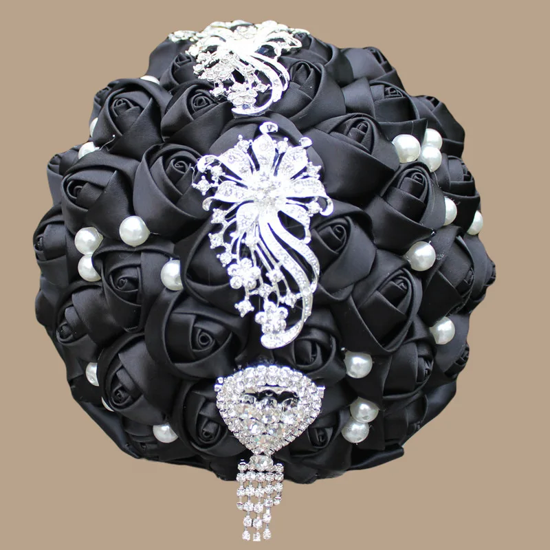 Luxury Bridal Bridemaids Bouquet Black Satin Rose Flowers Rhinestone Brooch Wedding Bouquets Floral Handmade Holding Flower
Luxury Bridal Bridemaids Bouquet Black Satin Rose Flowers Rhinestone Brooch Wedding Bouquets Floral Handmade Holding Flower