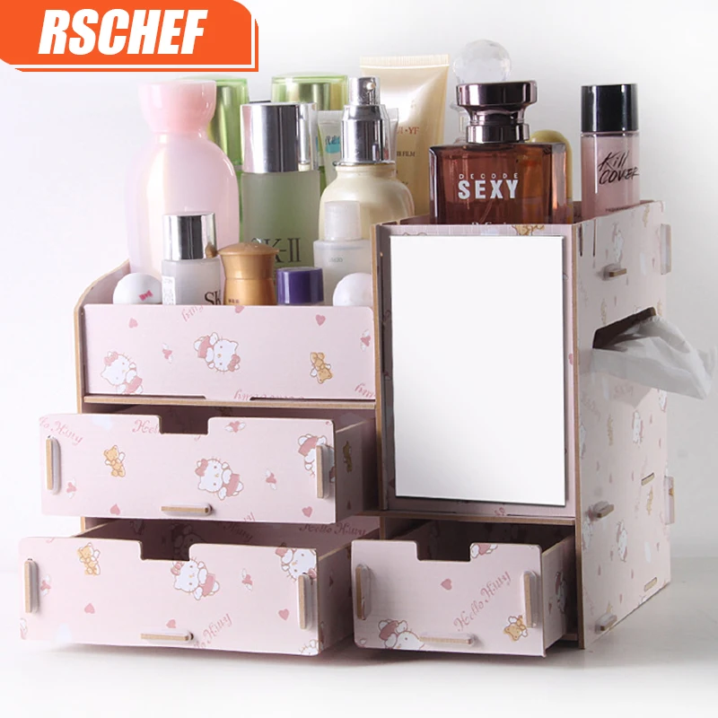RSCHEF деревянный для косметики ящик для хранения с зеркалом туалетный ящик стеллаж для хранения Органайзер для косметики de maquillaje
RSCHEF деревянный для косметики ящик для хранения с зеркалом туалетный ящик стеллаж для хранения Органайзер для косметики de maquillaje