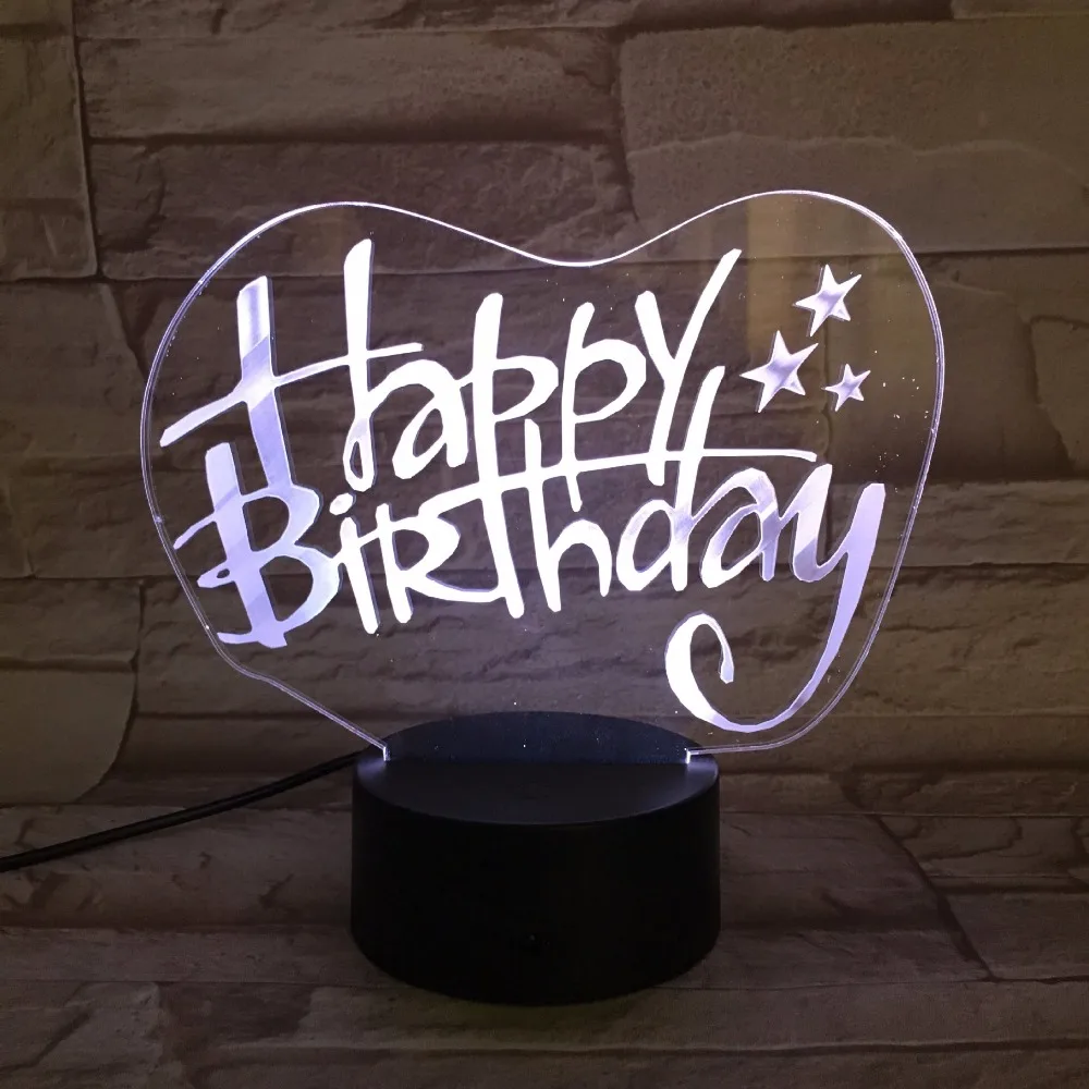 Romantic personality Newest happy Birthday 3D led USB night Light Energy-saving table Lamp for girl friend birthday giftUsb Led
Romantic personality Newest happy Birthday 3D led USB night Light Energy-saving table Lamp for girl friend birthday giftUsb Led