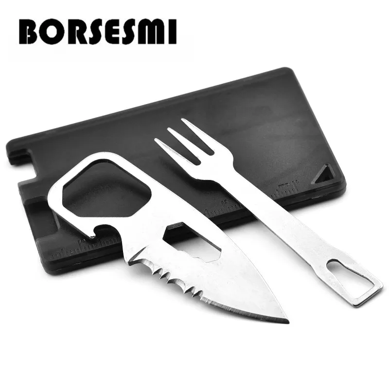 Hot sale multi-function tools card pocket knife fork camping cutlery kit 8 in 1 Portable survival knives Mini credit card
Hot sale multi-function tools card pocket knife fork camping cutlery kit 8 in 1 Portable survival knives Mini credit card
