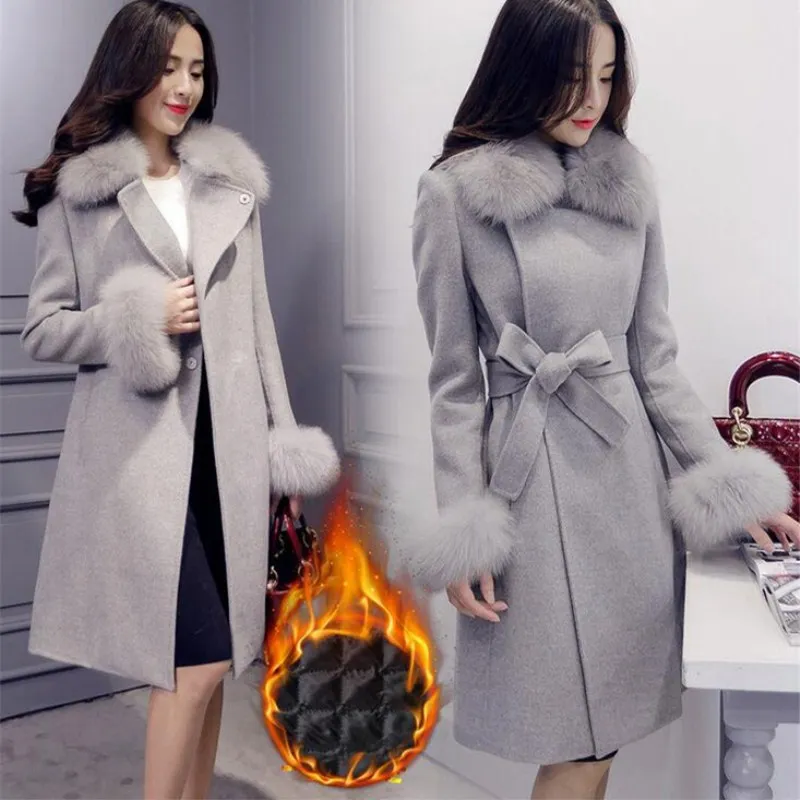 Elegant Fashion Long Wool Coat Collar Detachable Fur Collar Wool Blend Coat and Jacket Solid Women Coats Autumn Winter
Elegant Fashion Long Wool Coat Collar Detachable Fur Collar Wool Blend Coat and Jacket Solid Women Coats Autumn Winter