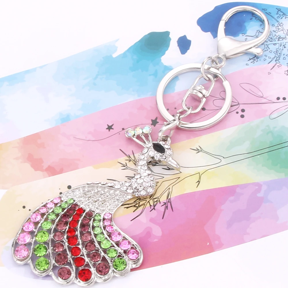 High Quality peacock Zircon Crystal Vintage Keychain For Women Crystal Sliver Color Keychain Fashion Jewelry Gift
High Quality peacock Zircon Crystal Vintage Keychain For Women Crystal Sliver Color Keychain Fashion Jewelry Gift
