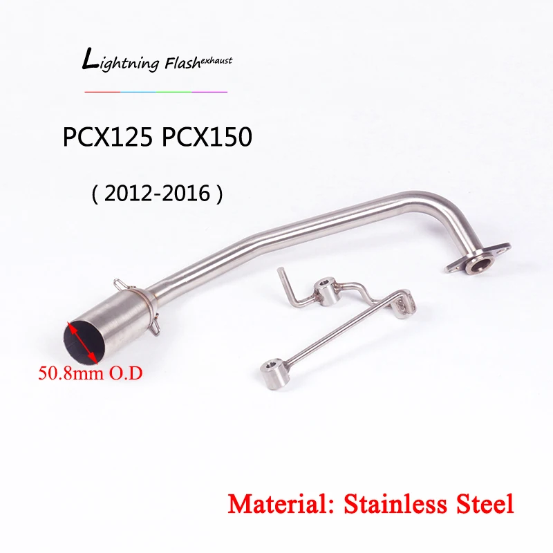 For Honda PCX125 PCX150 2012-2016 Exhaust Pipe Motorcycle Header Link with Fixing Bracket Slip On Install Stainless Steel | Автомобили и