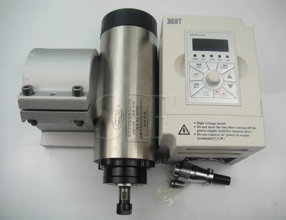 Cnc spindle kit ER11 air cooling 1.5KW spindle with 4 pieces bearing + 1 matched spindle support+ 1 piece 1.5kw invverter
Cnc spindle kit ER11 air cooling 1.5KW spindle with 4 pieces bearing + 1 matched spindle support+ 1 piece 1.5kw invverter