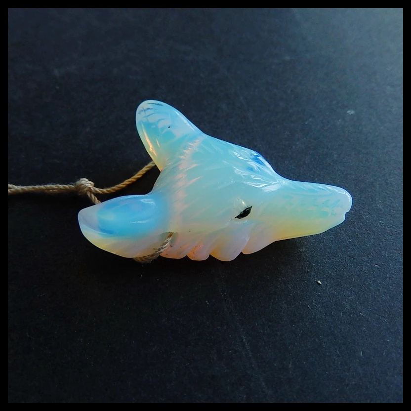 Semi-precious stones Carved Opalite Wolf head pendants jewelry making,35x26x11mm,9.3g
Semi-precious stones Carved Opalite Wolf head pendants jewelry making,35x26x11mm,9.3g