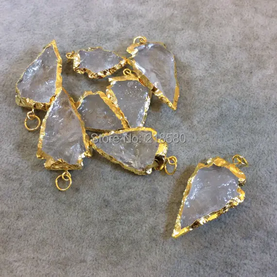 P15082103 Small Clear Quartz Arrowhead Pendant Crystal QUARTZ Charm with Gold Electroplated
P15082103 Small Clear Quartz Arrowhead Pendant Crystal QUARTZ Charm with Gold Electroplated