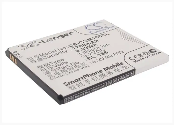 Аккумулятор Cameron Sino 1700 мА · ч для Gsmart Maya M1 BL-166 GSMART i350 V2 | Мобильные телефоны и