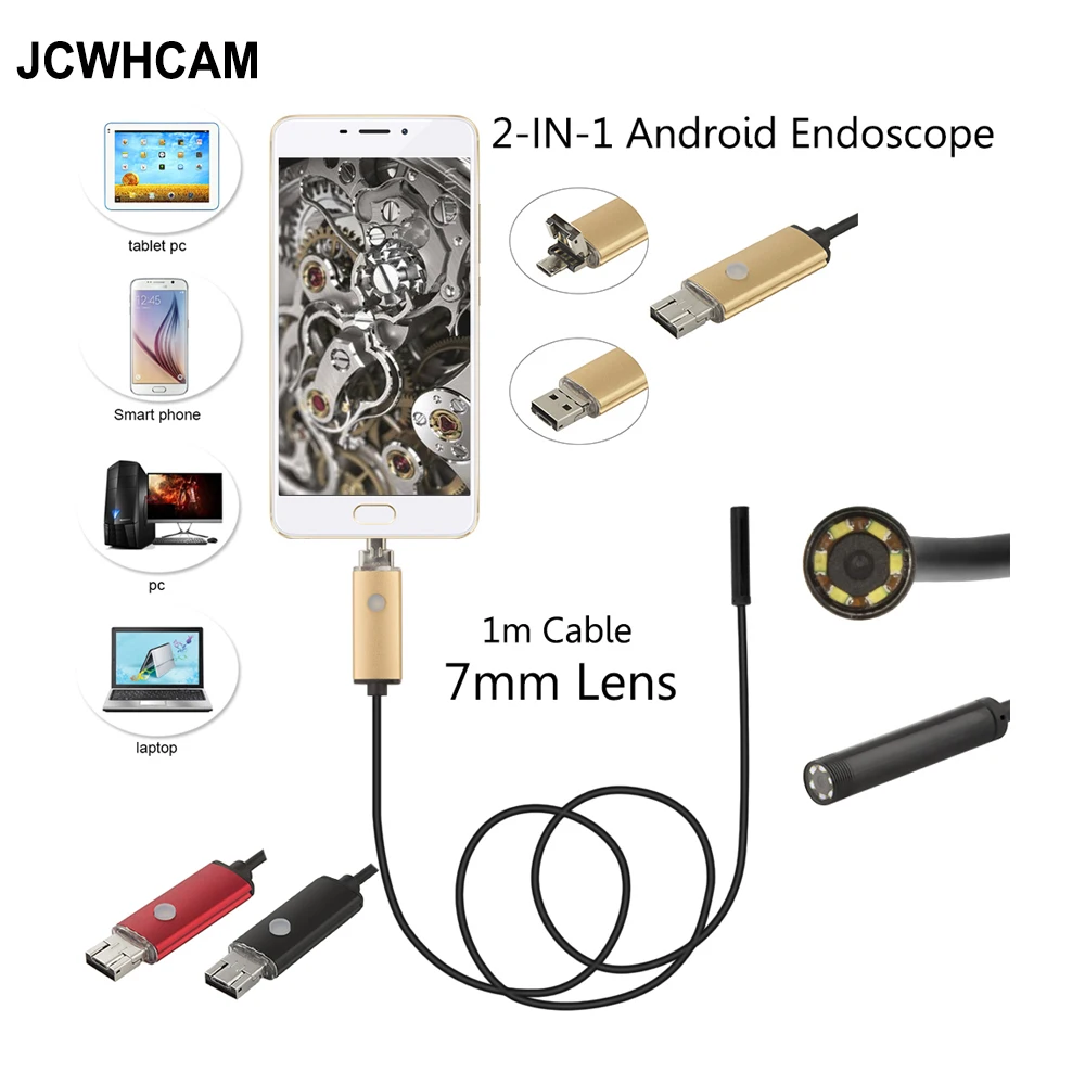JCWHCAM 7mm Lens Waterproof Android Endoscope 1m Cable USB Endoscope Camera Inspection Borescope Car Endoscope With 4 Gifts
JCWHCAM 7mm Lens Waterproof Android Endoscope 1m Cable USB Endoscope Camera Inspection Borescope Car Endoscope With 4 Gifts
