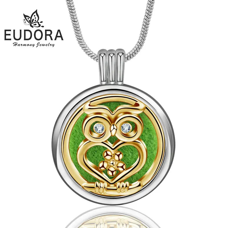 EUDORA Owl Necklace Jewelry Round Essential Oils Diffuser Women Locket Pendant With Free 5 Pads Aromatherapy Lockets Necklace 
EUDORA Owl Necklace Jewelry Round Essential Oils Diffuser Women Locket Pendant With Free 5 Pads Aromatherapy Lockets Necklace