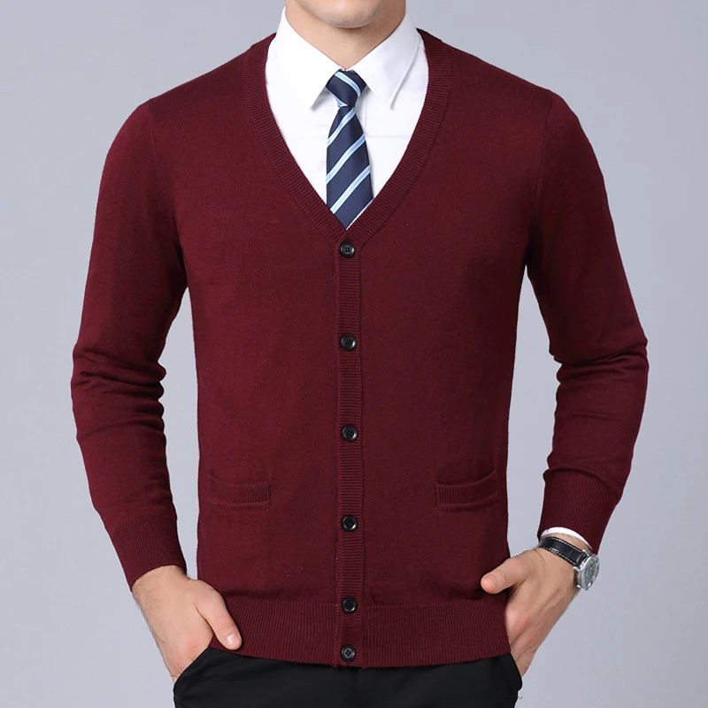 Новинка 2021 модный брендовый свитер для мужчин кардиган пальто с V образным