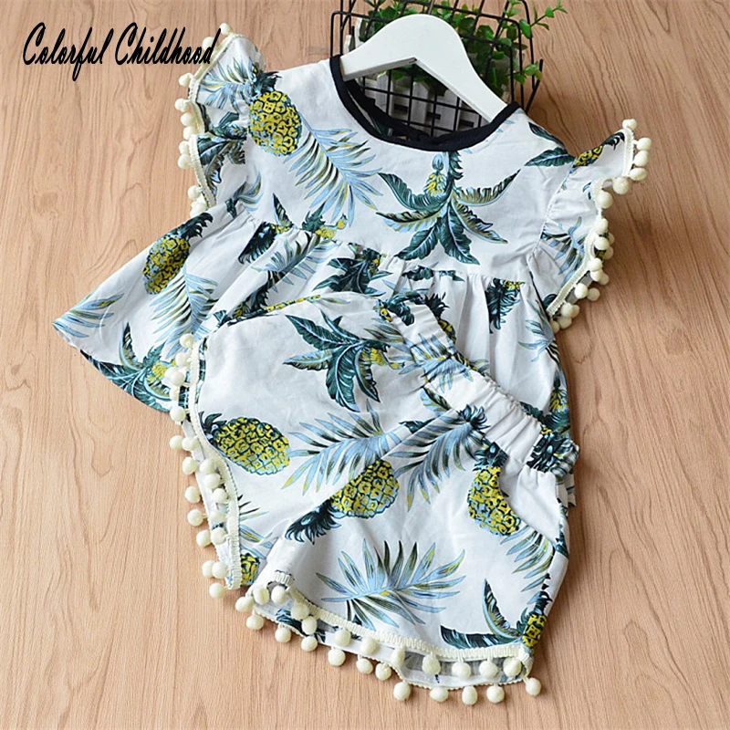 Rainforest printing Girls Clothing Sets cute tassel design Summer Girls Clothes short sleeve ruffles shirt+Shorts 2Pcs suit
Rainforest printing Girls Clothing Sets cute tassel design Summer Girls Clothes short sleeve ruffles shirt+Shorts 2Pcs suit