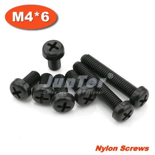 500pcs/lot DIN7985 M4*6 Black Nylon Phillips Pan Head (Cross recessed pan head) Machine Screws
500pcs/lot DIN7985 M4*6 Black Nylon Phillips Pan Head (Cross recessed pan head) Machine Screws