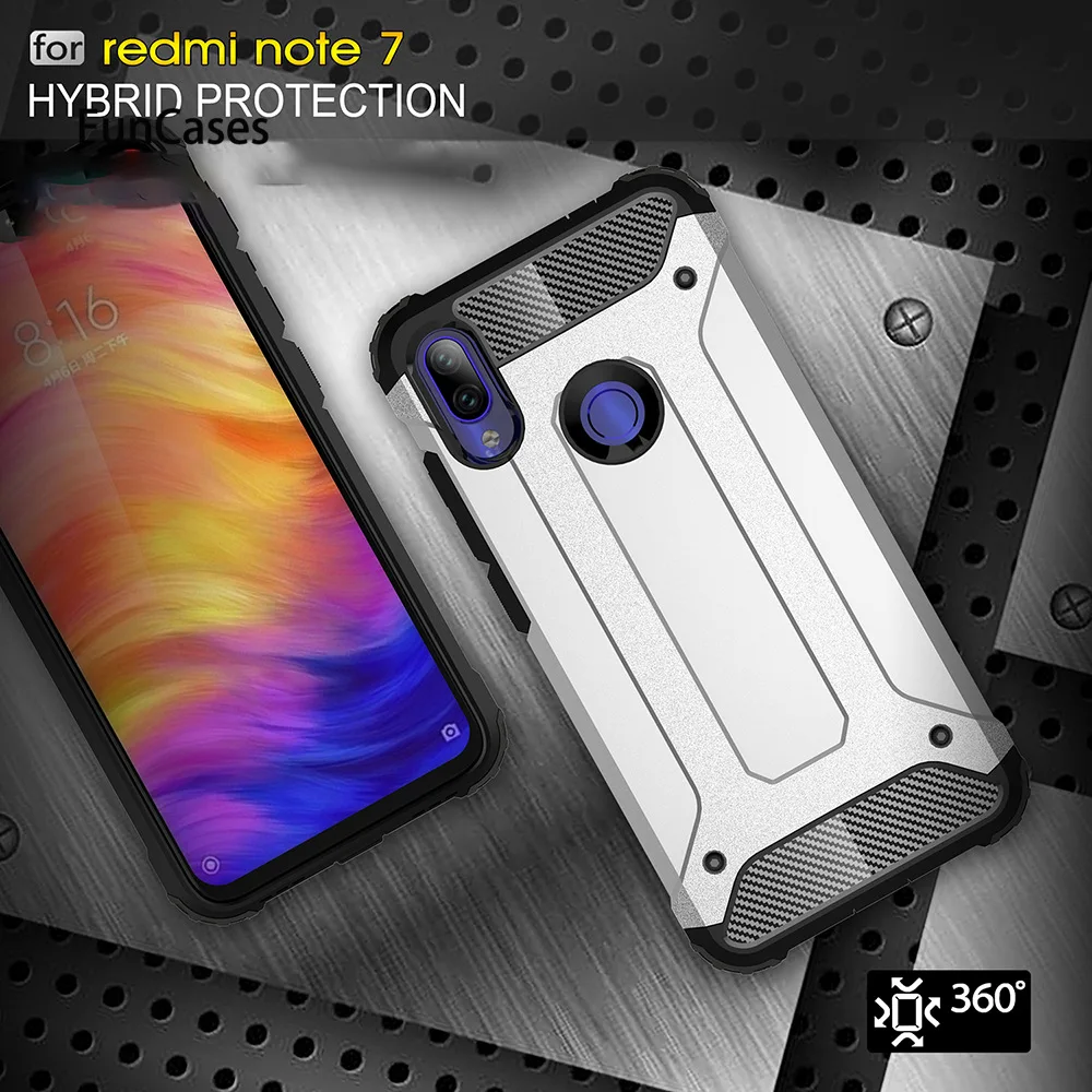 Роскошные противоударный Броня чехол для телефона Xiaomi Redmi Note 7 Чехол сотовый