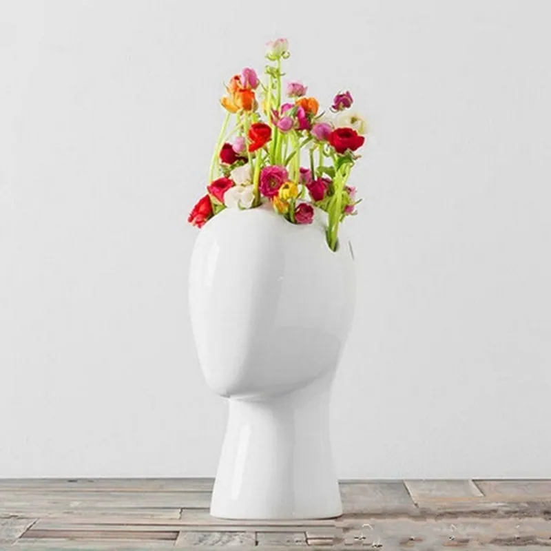 Nordic New Ceramic Human Head Mold Vase Creative Dried Flower Flower Arranger Simple Decorative Artificial Flower Decor M1651
Nordic New Ceramic Human Head Mold Vase Creative Dried Flower Flower Arranger Simple Decorative Artificial Flower Decor M1651