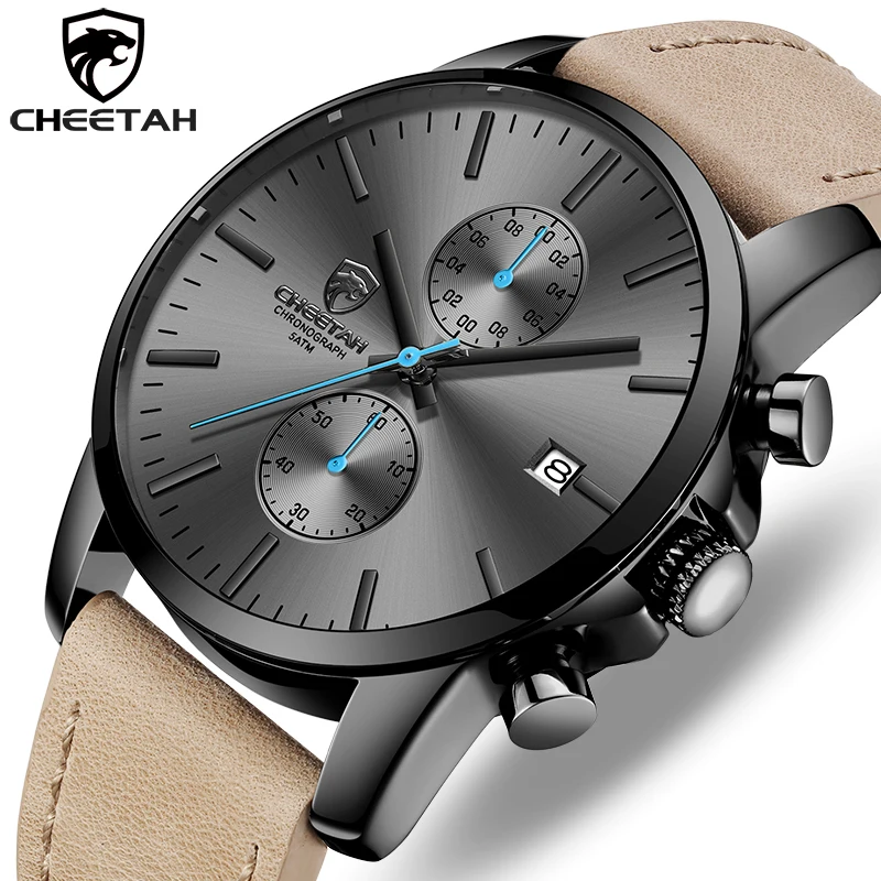 CHEETAH Luxury Brand Men's Chronograph Quartz Watch Men Fashion Military Sport Wristwatches Leather Waterproof Analog Male Clock
CHEETAH Luxury Brand Men's Chronograph Quartz Watch Men Fashion Military Sport Wristwatches Leather Waterproof Analog Male Clock