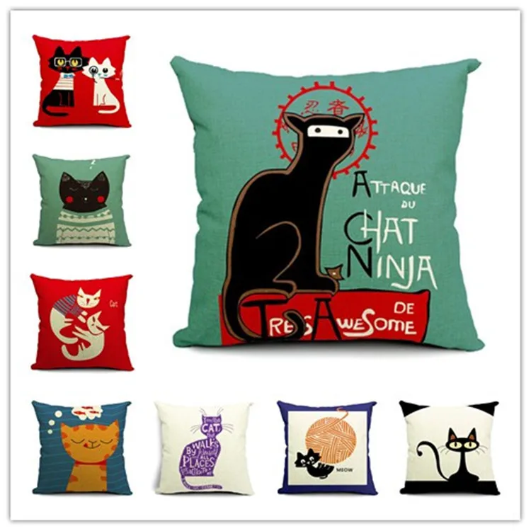 Hot Sale Cat Pattern Decorative Throw Pillows Case Linen Cotton Cushion Cover Creative Decoration for Sofa Car Covers 45X45cm
Hot Sale Cat Pattern Decorative Throw Pillows Case Linen Cotton Cushion Cover Creative Decoration for Sofa Car Covers 45X45cm