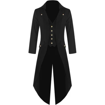 Steampunk Men's Black Coat Long Sleeve Jacket Dress Tail Coat Metal Buttons Unique For Party Wedding
Steampunk Men's Black Coat Long Sleeve Jacket Dress Tail Coat Metal Buttons Unique For Party Wedding