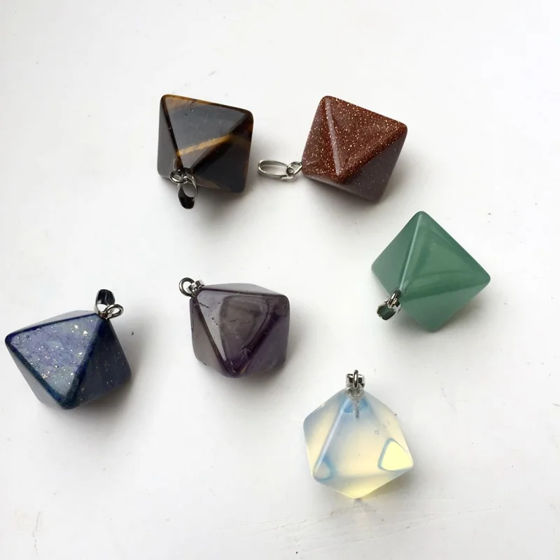 

Assorted Natural Stone Pyramid Pendants Pendulum Crystal Fluorite Opalite Charming Jewelry Making Chakra Healing Reiki Beads