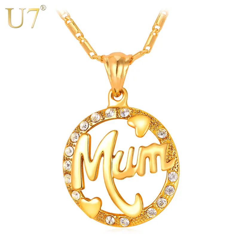 U7 Mothers Day Gifts For Mom Necklace & Pendant Round Rhinestone Crystal Gold Color Women Fashion Name Jewelry Personalized P104
U7 Mothers Day Gifts For Mom Necklace & Pendant Round Rhinestone Crystal Gold Color Women Fashion Name Jewelry Personalized P104