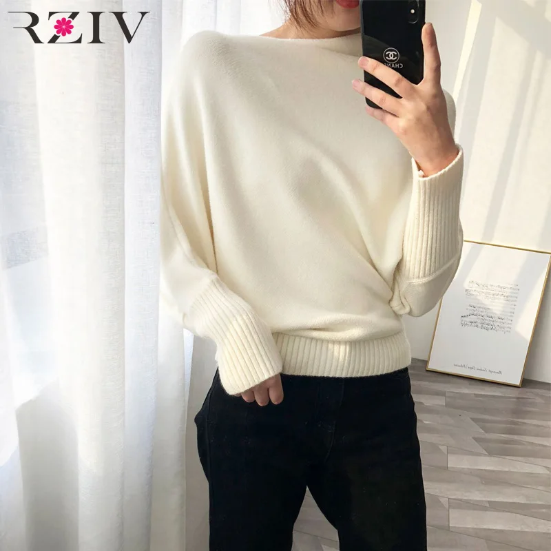 

RZIV Spring casual women sweater and loose irregular solid color knitted top sweater