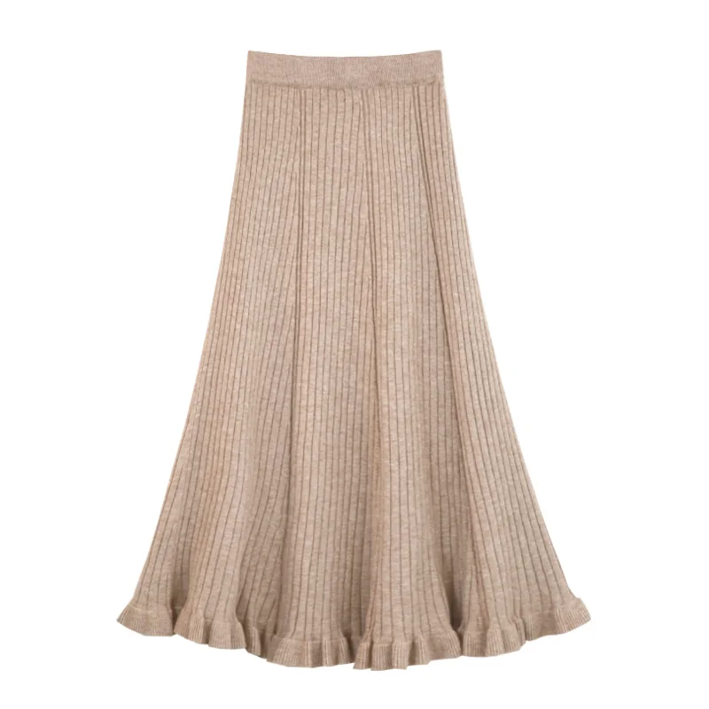 PERHAPS U Black Khaki Knitted Elastic Waist A Line Solid Ruffle Empire Midi Skirt Autumn Winter S0116
PERHAPS U Black Khaki Knitted Elastic Waist A Line Solid Ruffle Empire Midi Skirt Autumn Winter S0116