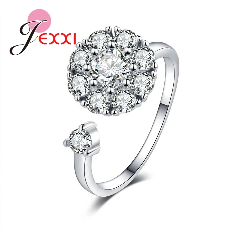 

Luxurious Flashing Big Cubic Zirconia 925 Sterling Silver Needle Finger Ring Women Female Party Wedding Jewelry Hot Sale