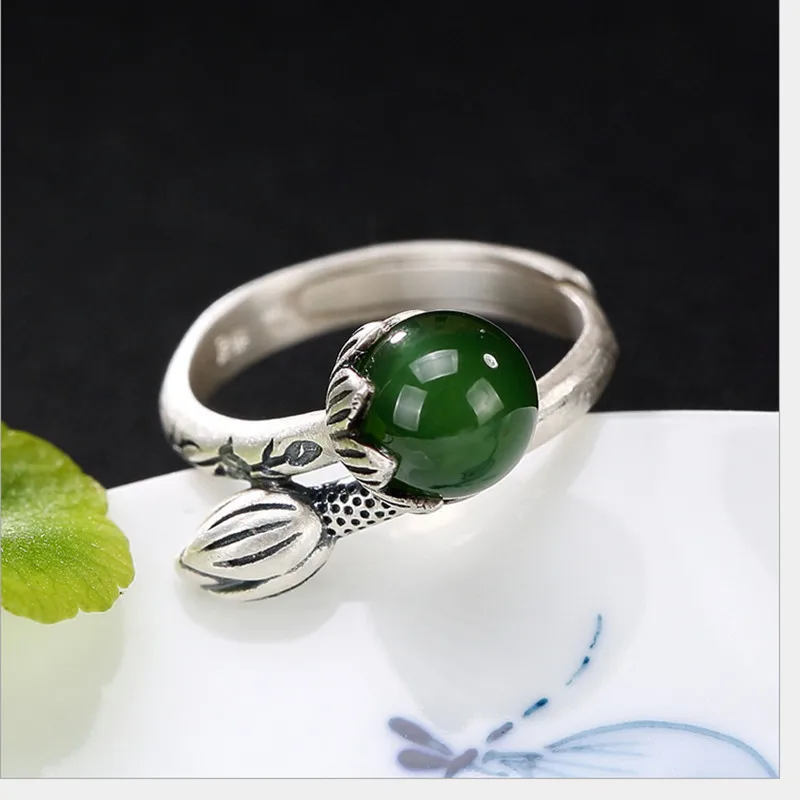 Uglyless Real 925 Sterling Silver Nature Green Jade Ball Finger Rings Women Retro Ethnic Lotus Ring Handmade Jasper Fine Jewelry
Uglyless Real 925 Sterling Silver Nature Green Jade Ball Finger Rings Women Retro Ethnic Lotus Ring Handmade Jasper Fine Jewelry