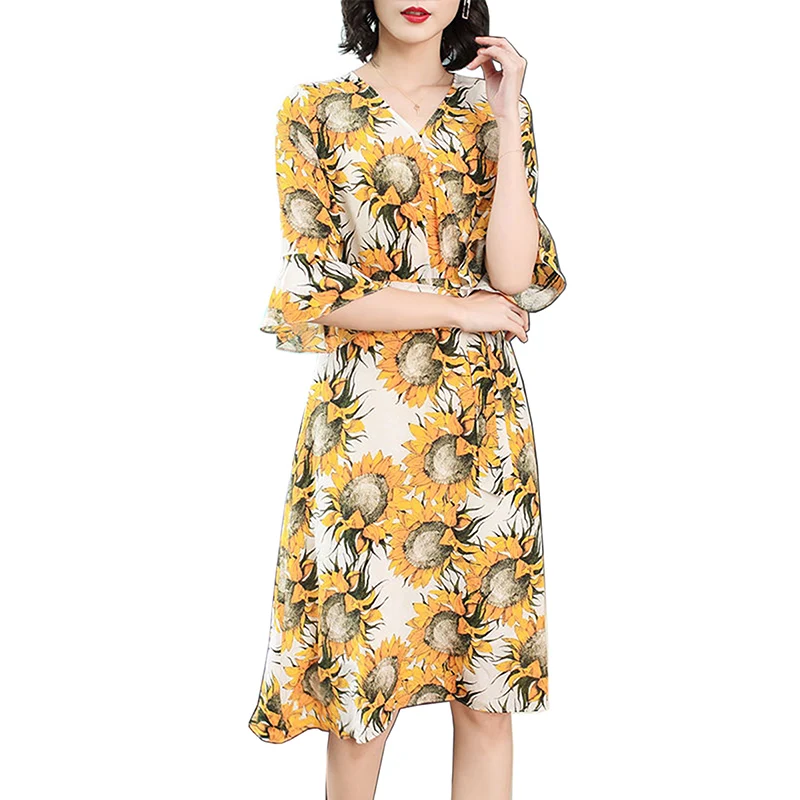 New Women Dress 2019 Spring Summer Vintage Floral Print Sexy Chiffon Dress Half sleeve Loose Plus Size Dresses Vestidos
New Women Dress 2019 Spring Summer Vintage Floral Print Sexy Chiffon Dress Half sleeve Loose Plus Size Dresses Vestidos