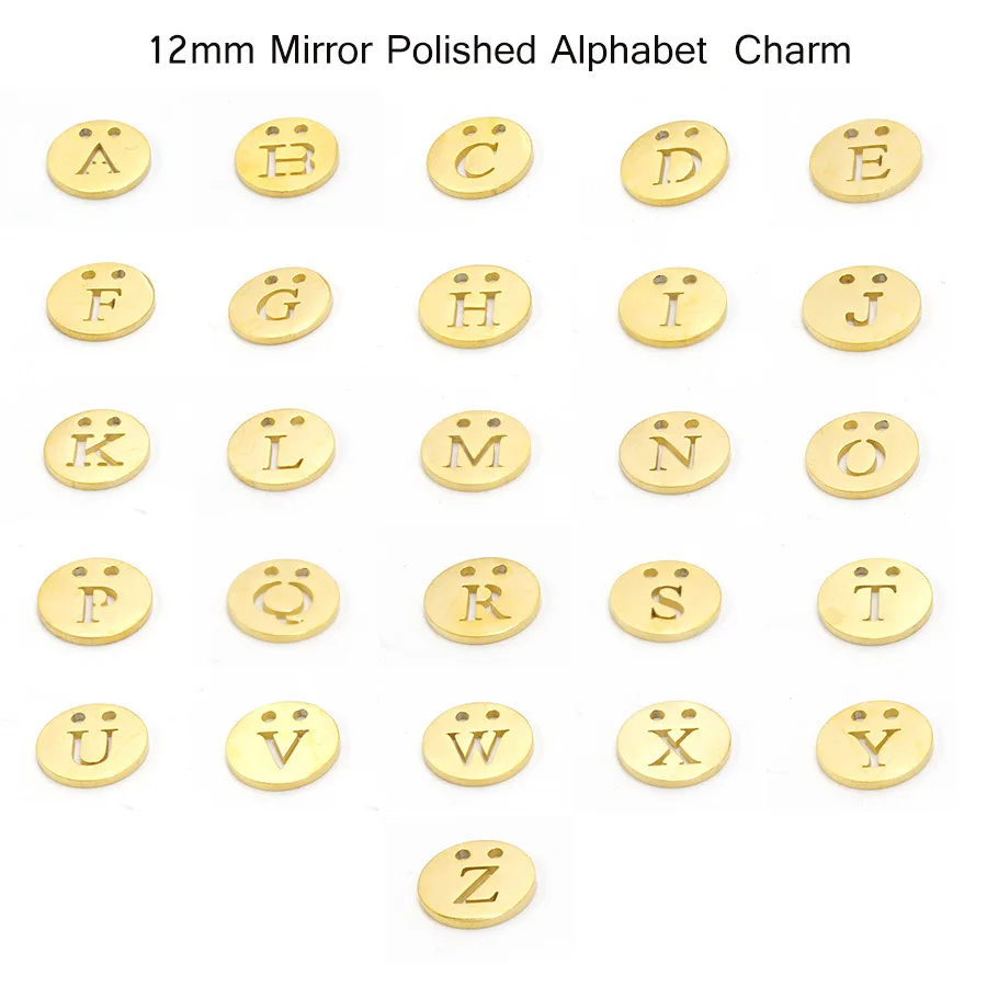 5Pcs/Lot New Stainless Steel A-Z Letters Necklace Accessories Round Metal Gold Color With Hole Necklaces DIY Jewelry Pendant
5Pcs/Lot New Stainless Steel A-Z Letters Necklace Accessories Round Metal Gold Color With Hole Necklaces DIY Jewelry Pendant