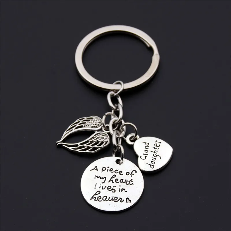 

1PC A Piece Of My Heart Is In Heaven Loss of Mom Dad Grandma Memorial Key Rings Bereavement Family Sympathy Gift