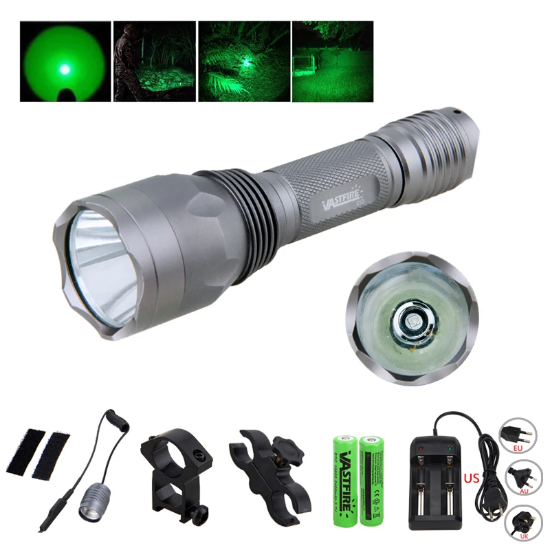 LED Tactical Green Gun Light 10000 LM Hunting Flashlight+Remote Pressure Switch+2*18650 Rechargeable Battery+Rifle Scope Mount
LED Tactical Green Gun Light 10000 LM Hunting Flashlight+Remote Pressure Switch+2*18650 Rechargeable Battery+Rifle Scope Mount