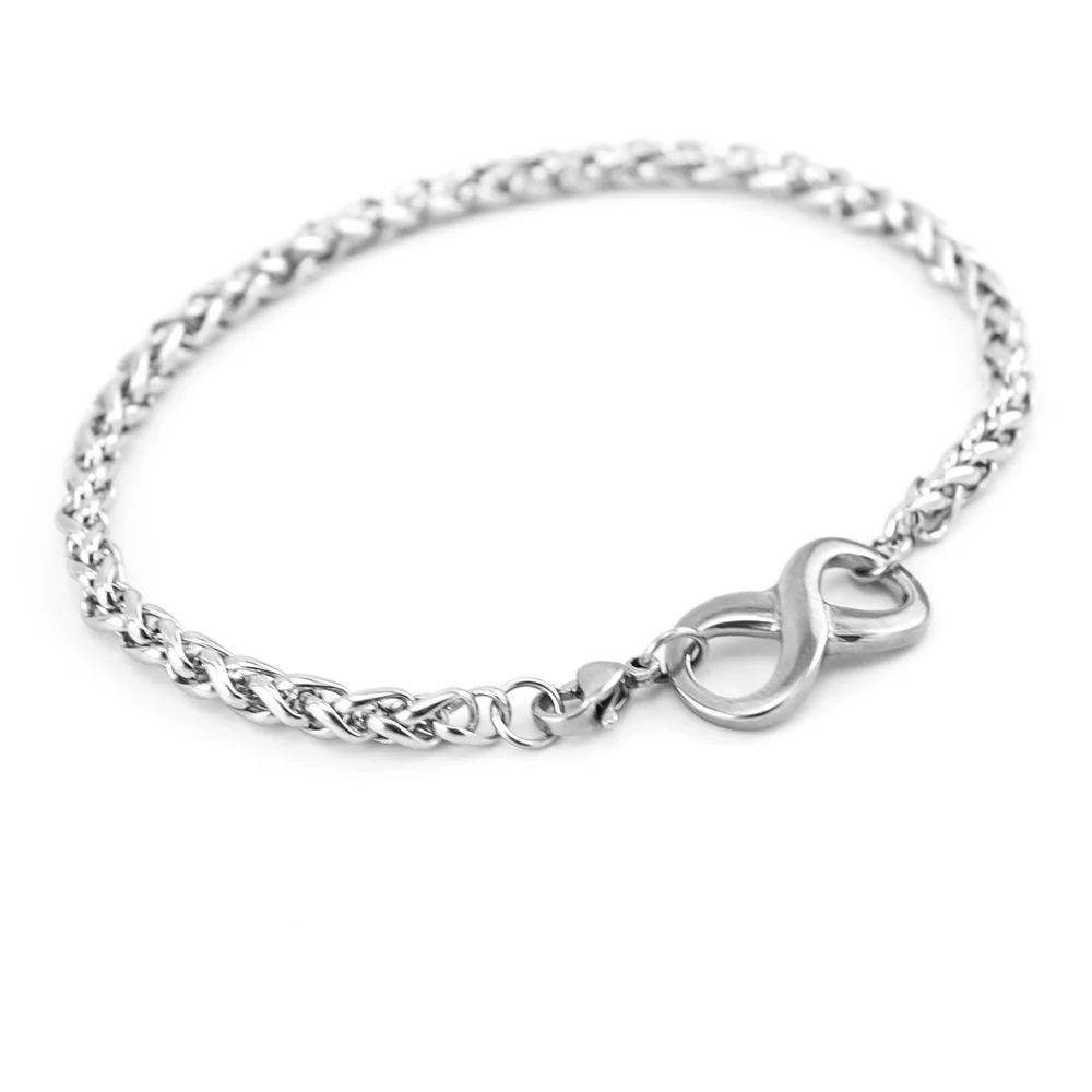 10pcs new infinity charm Wheat bracelets 4/5mm Link Braided pulseira masculina Stainless Steel Bracelet bangle For WOMENS gift
10pcs new infinity charm Wheat bracelets 4/5mm Link Braided pulseira masculina Stainless Steel Bracelet bangle For WOMENS gift