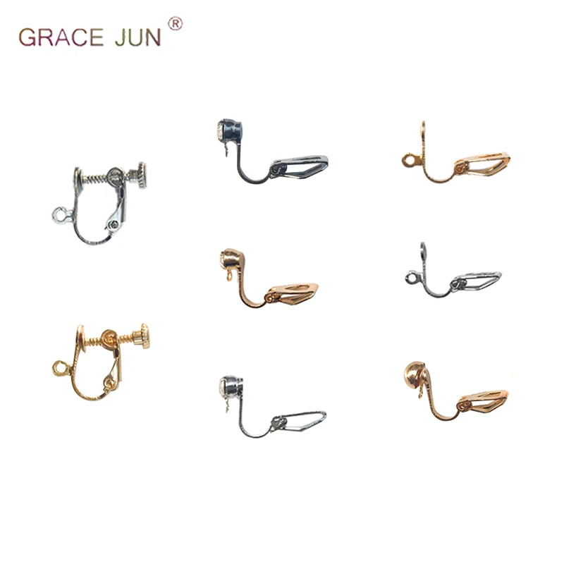 GRACE JUN 10pcs/lots Metal Brass Copper Clip Earrings No Pierced Diy Earring Jewelry Finding Ear Clip Accessories 8 Colors
GRACE JUN 10pcs/lots Metal Brass Copper Clip Earrings No Pierced Diy Earring Jewelry Finding Ear Clip Accessories 8 Colors