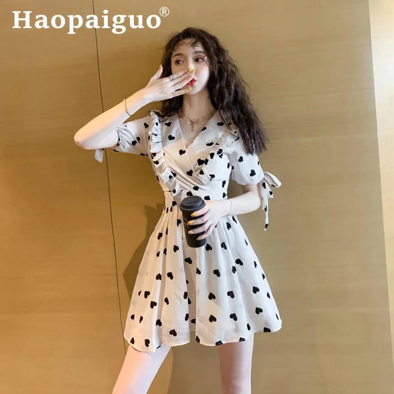 Print Love Star Cute Sweet Mini Ladies Dresses with Bow Empire Casual Streetwear Women Dress Korean Summer Clothes for Women
Print Love Star Cute Sweet Mini Ladies Dresses with Bow Empire Casual Streetwear Women Dress Korean Summer Clothes for Women