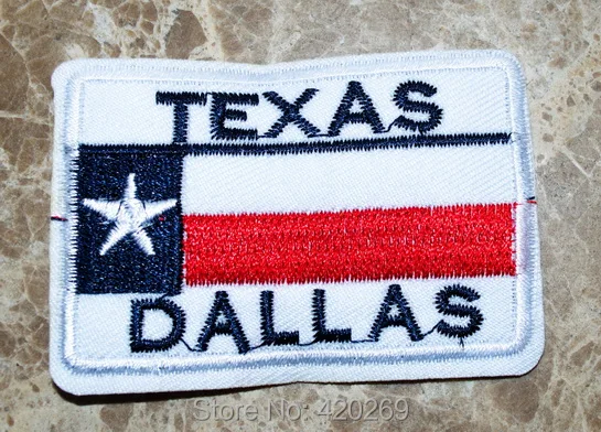 

HOT SALE! TEXAS DALLAS FLAG United States US USA White Star Iron On Patches, sew on patch,Appliques, Made of Cloth,100% Quality