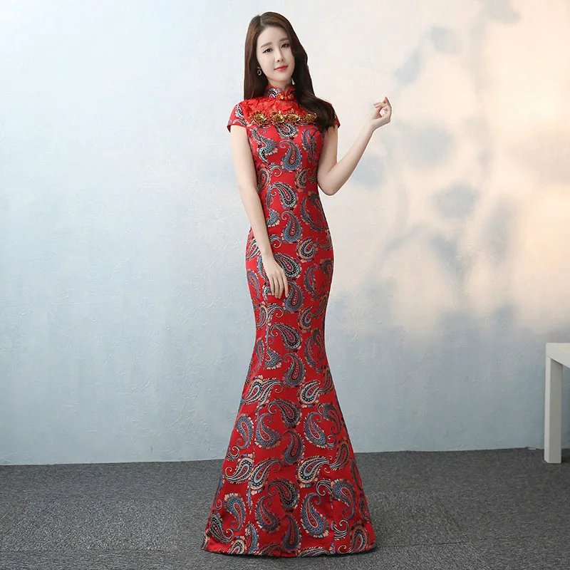 Long Chinese Traditional Dress Fishtail Red Bride Wedding Qipao Dress Lady Chinese Cheongsam Dress for Party Evening Dress 89
Long Chinese Traditional Dress Fishtail Red Bride Wedding Qipao Dress Lady Chinese Cheongsam Dress for Party Evening Dress 89