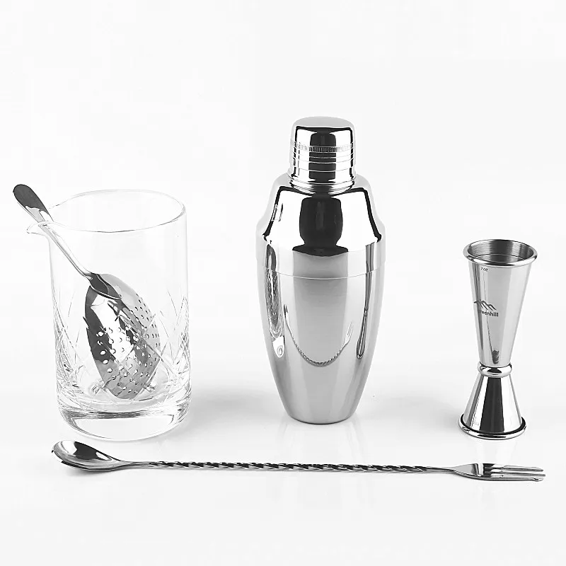 Premium Bar Tool / Cocktail Shaker Set - 5 Pieces Bartender Kit : Cobbler Shaker, Jigger, Julep Strainer, Spoon & Mixing Glass
Premium Bar Tool / Cocktail Shaker Set - 5 Pieces Bartender Kit : Cobbler Shaker, Jigger, Julep Strainer, Spoon & Mixing Glass