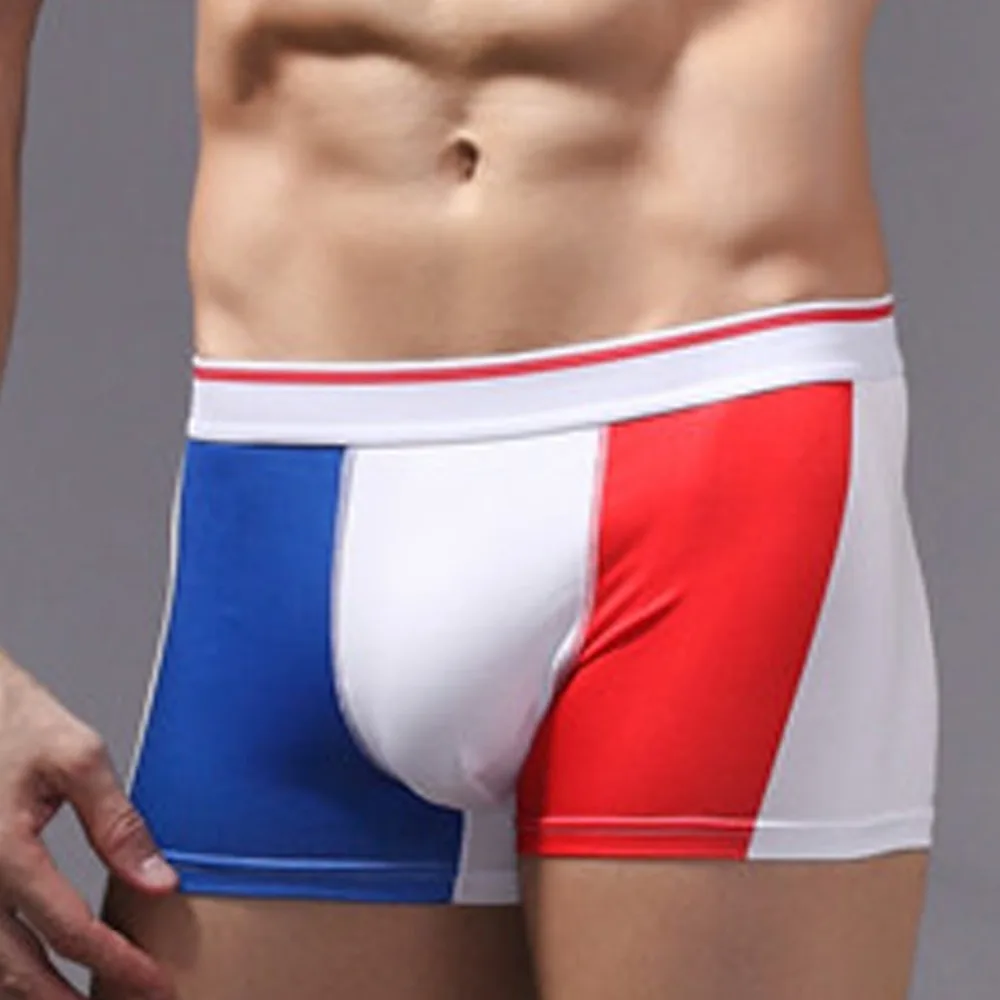 ZAPUYO Бренд Французский флаг Боксеры Кубок Мира Высокое Качество Sexy Men's Underwear