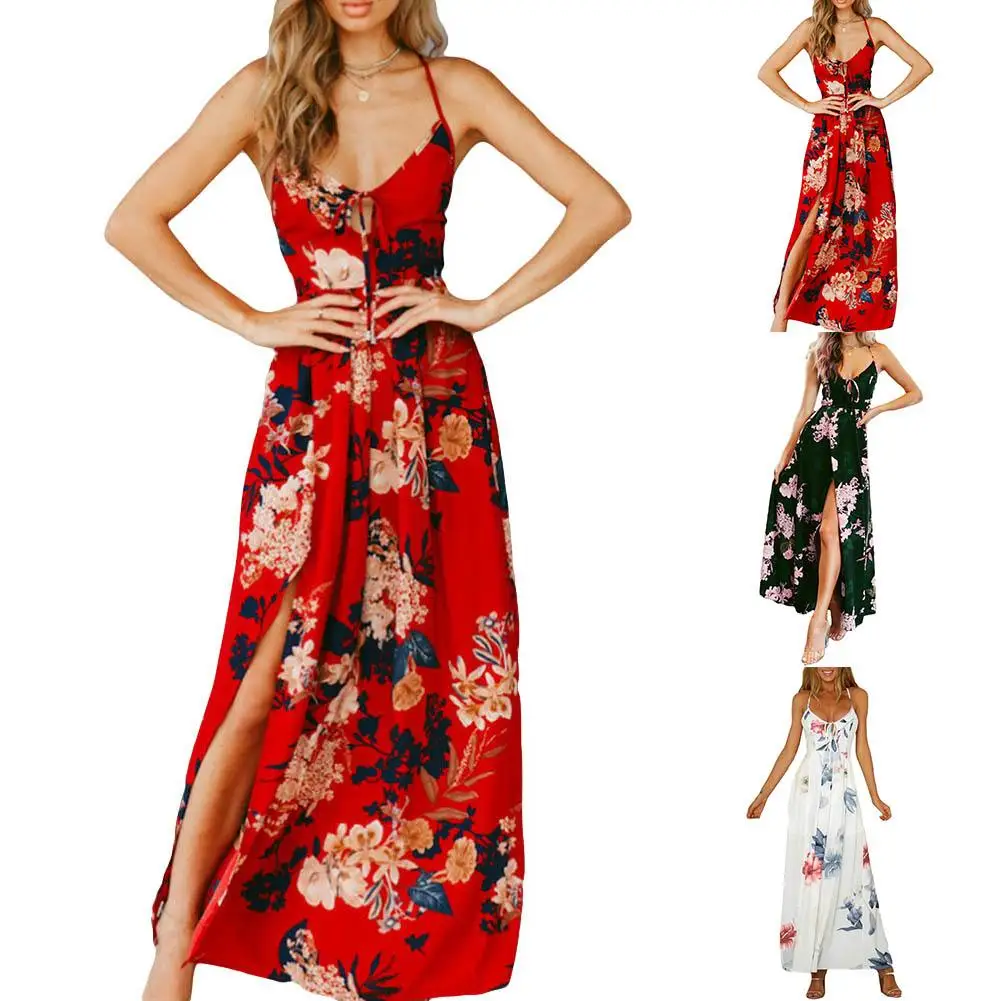 Fashion Chic Women Floral Printed Summer Beach Party Sexy V Neck Sleeveless Backless Spaghetti Bandage Split Long Maxi Dress
Fashion Chic Women Floral Printed Summer Beach Party Sexy V Neck Sleeveless Backless Spaghetti Bandage Split Long Maxi Dress
