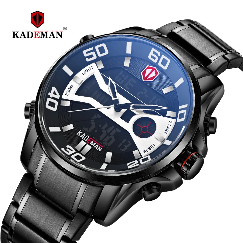 2019 KADEMAN модные мужские часы Роскошные Цифровые светодиодный часы с двумя дисплеями спортивные повседневные деловые наручные часы 3ATM полная сталь K6171
2019 KADEMAN модные мужские часы Роскошные Цифровые светодиодный часы с двумя дисплеями спортивные повседневные деловые наручные часы 3ATM полная сталь K6171
