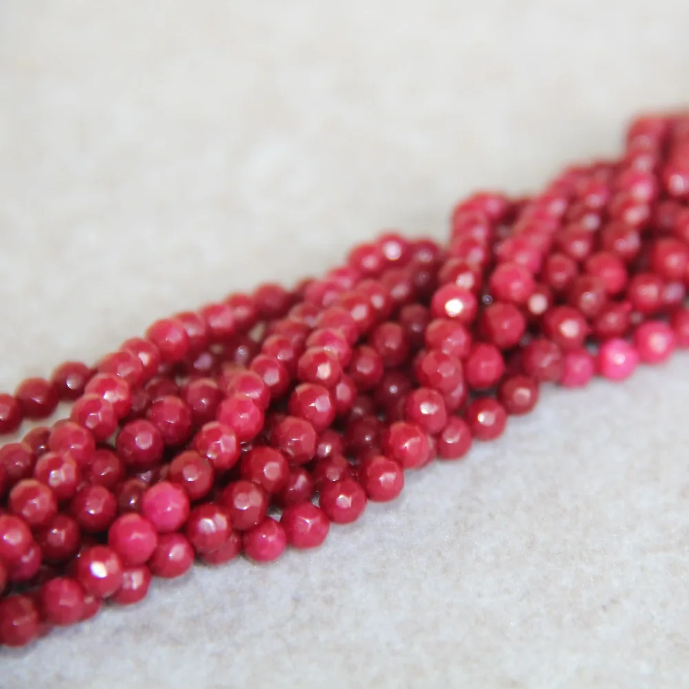 

4mm Faceted Natural Dark Red Chalcedony Beads Round Shape Stone Loose DIY Beads For Necklace 15inch Women Jewelry Making Design