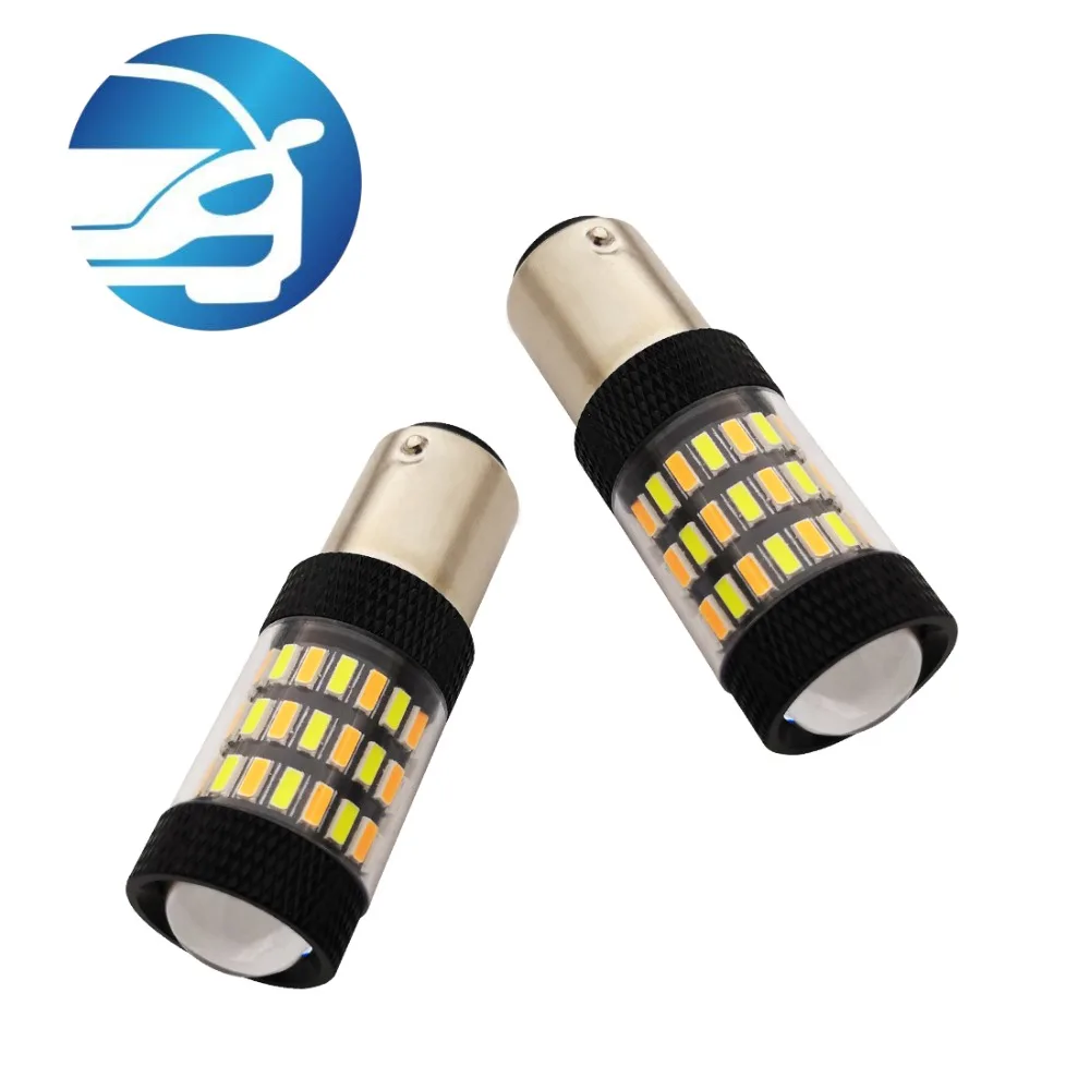 2x двойной Цвет белый янтарь Canbus Error Free 4014 60SMD S25 1156 BA15S P21W 1157 BA15D светодиодный лампы