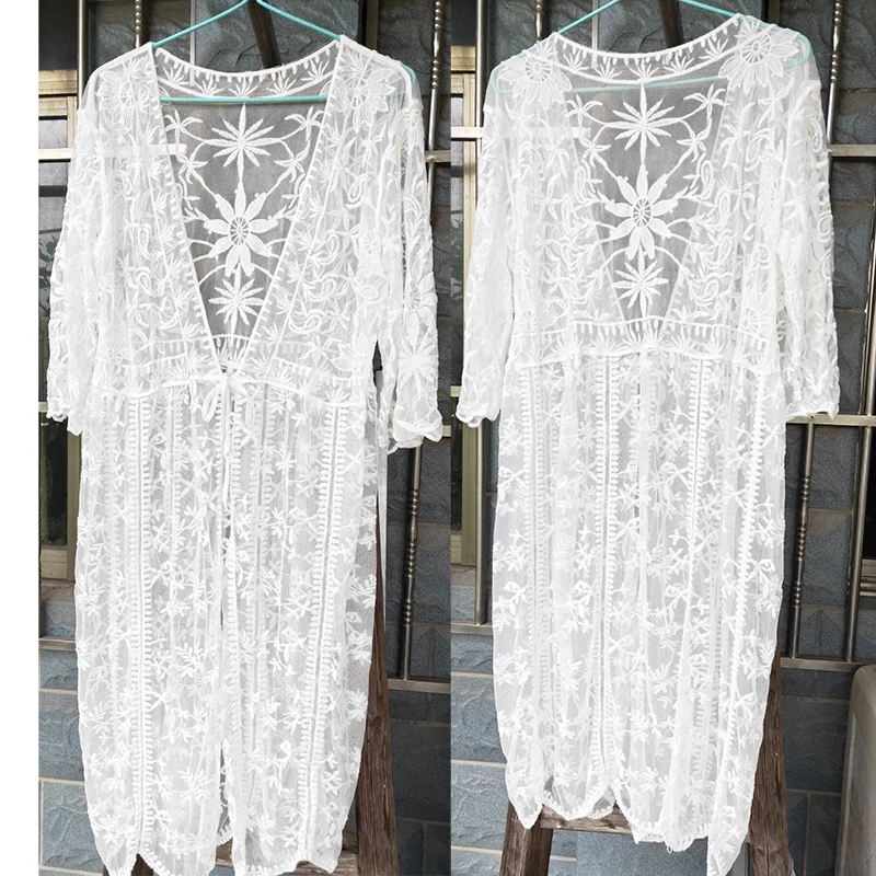 New White Mesh Cover Embroidery Lace Beach Cover up Vestido Playa Kaftan Beach Robe de Plage Pareo Beach Bikini Cover up Tunics
New White Mesh Cover Embroidery Lace Beach Cover up Vestido Playa Kaftan Beach Robe de Plage Pareo Beach Bikini Cover up Tunics