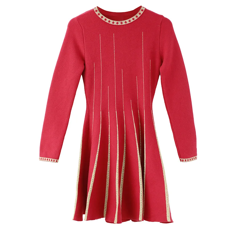 Knitted Dress 2020 Spring Autumn Casual Long Sweater Dress Women O-Neck Golden Patchwork Long Sleeve Black Red Party Club Dress
Knitted Dress 2020 Spring Autumn Casual Long Sweater Dress Women O-Neck Golden Patchwork Long Sleeve Black Red Party Club Dress